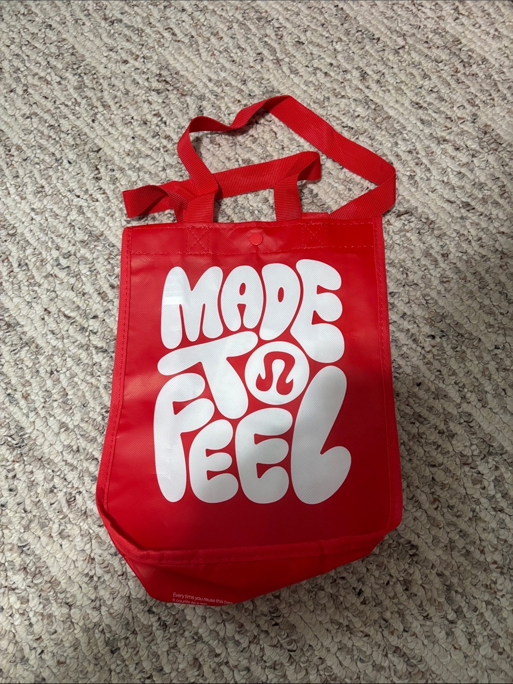 lululemon athletica Red Tote with White 'Made to Feel' Graphic
